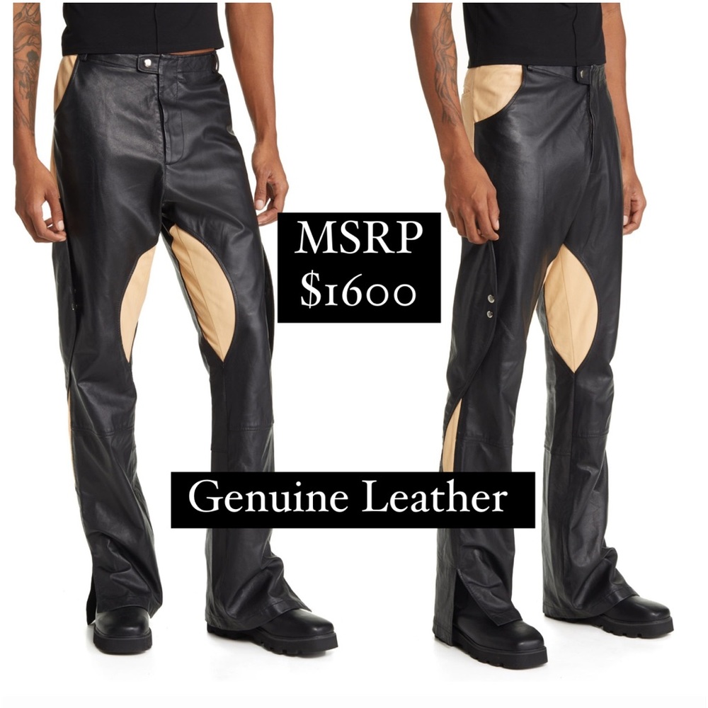 Head of State Black Genuine Leather Motorcycle Iyabo Pants